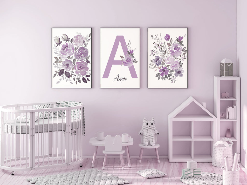 Purple lilac nursery name print