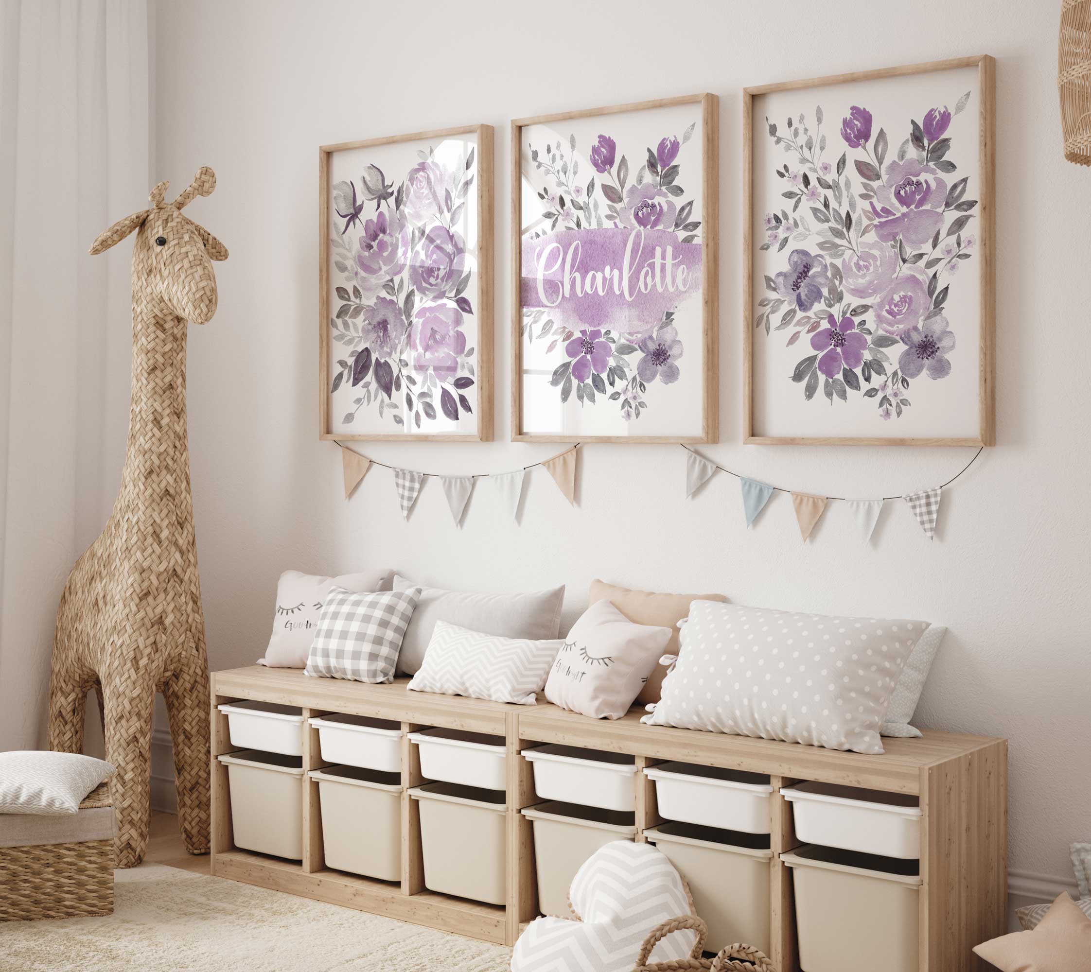Purple Nursery Name Print Main image
