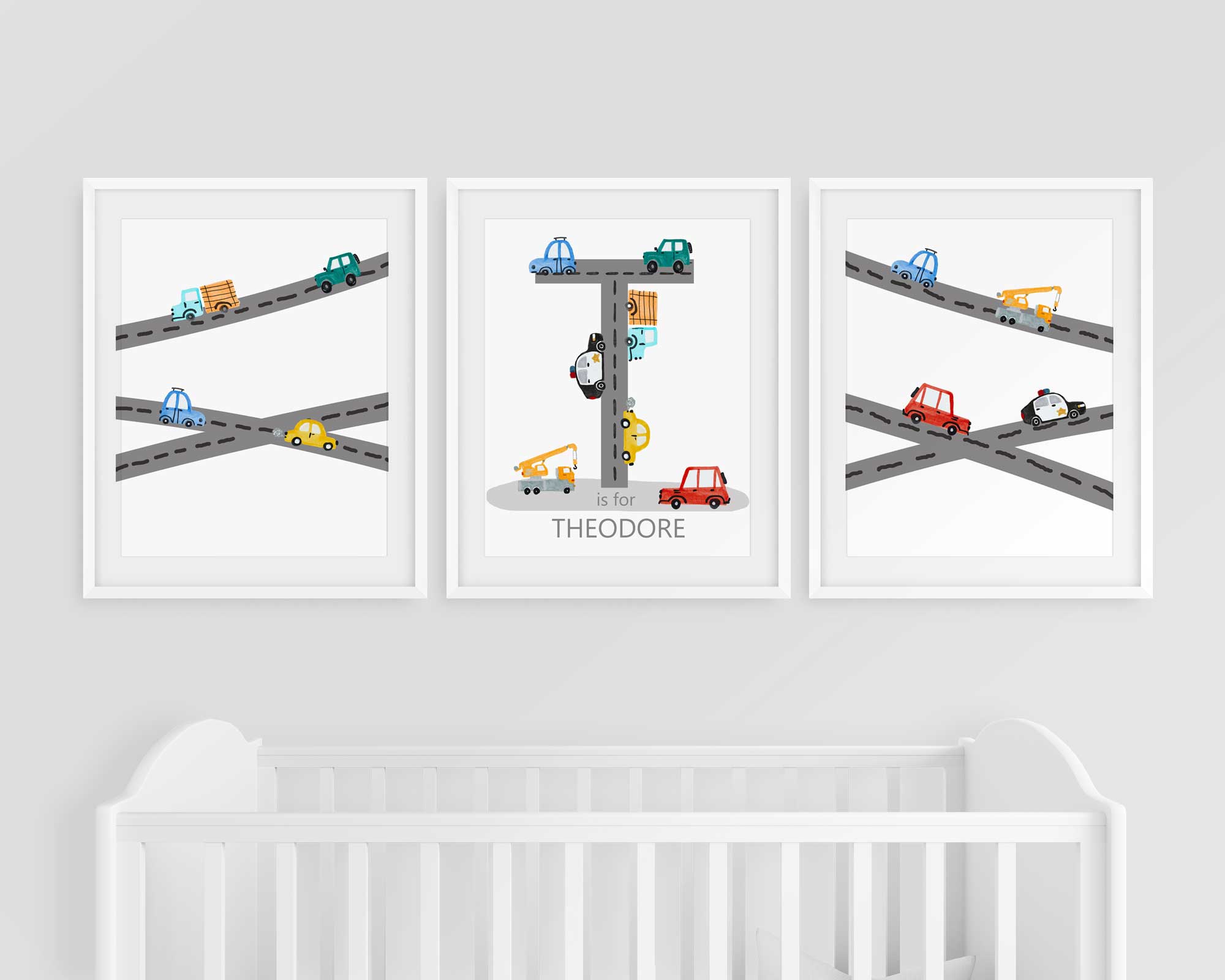 Vehicles Nursery Print Set