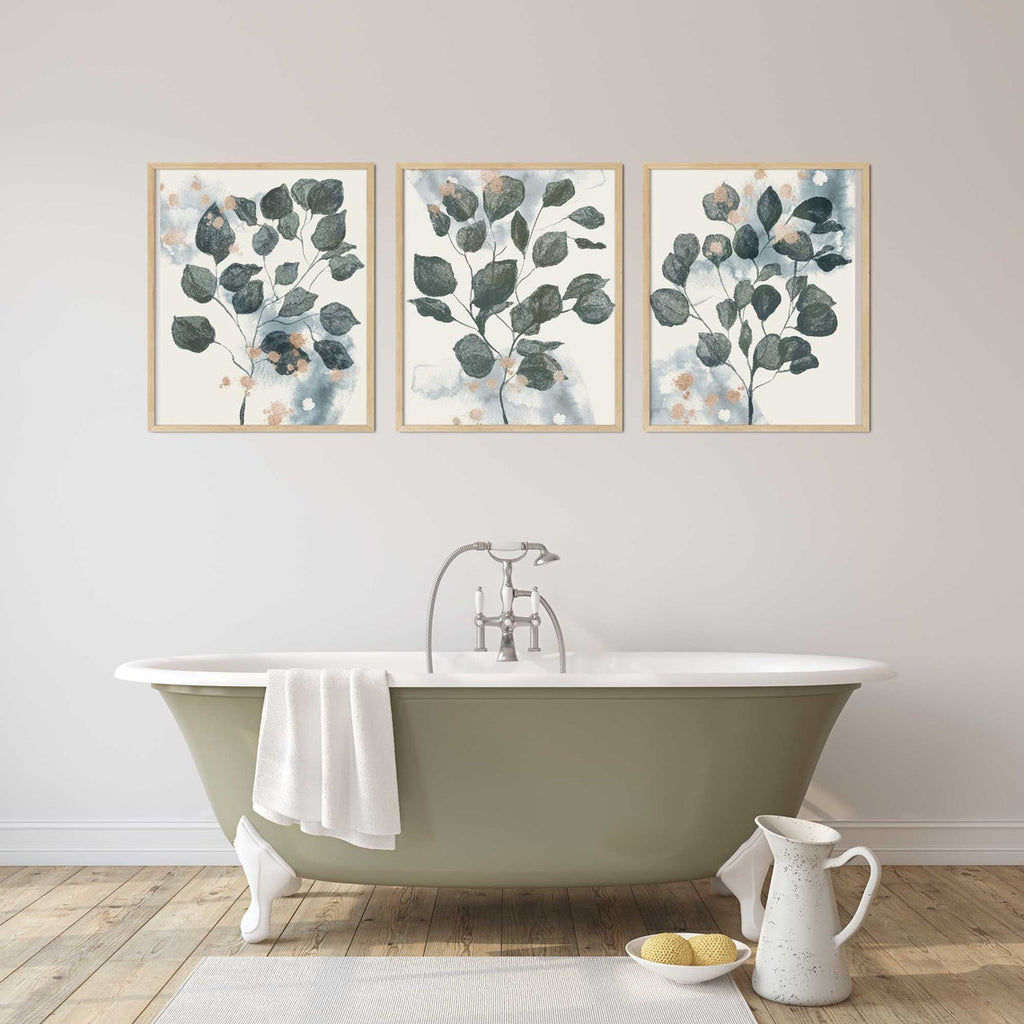 3 piece wall art, Eucalyptus print, Botanical print set of 3, Green Wall Art, Bathroom Prints, Greenery Living Room Décor