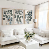 3 piece wall art, Eucalyptus print, Botanical print set of 3, Green Wall Art, Bathroom Prints, Greenery Living Room Décor