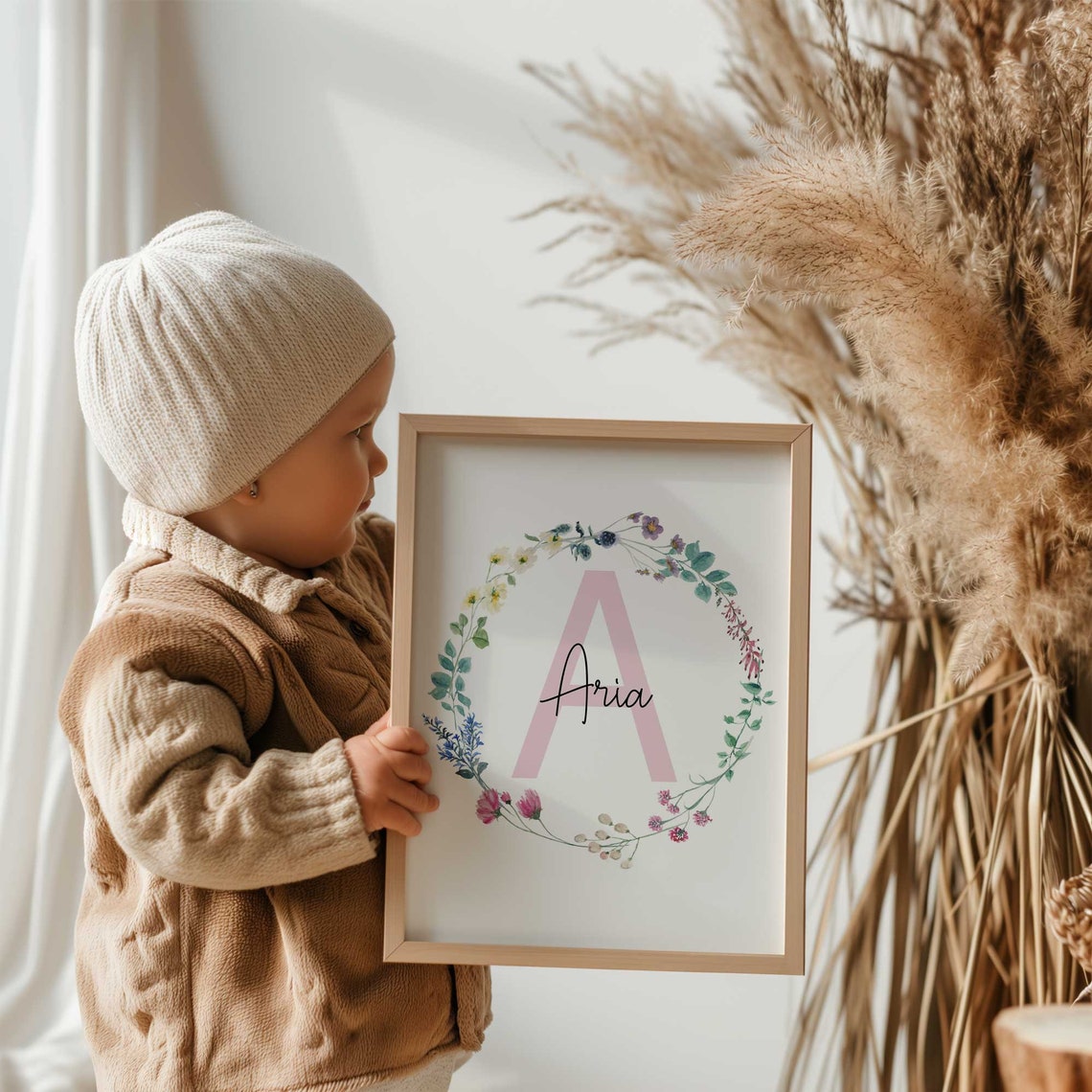 Wildflowers Nursery prints, Girl Nursery Decor, Pastel Girl Name Print, Baby Room Decor, flower Name Personalized, Floral Nursery Wall Art