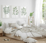 Sage Green Wall Art, Three Piece Triptych, Olive Branch Print, Eucalyptus Prints, Botanical Wall Decor, Watercolor Leaves Living room décor