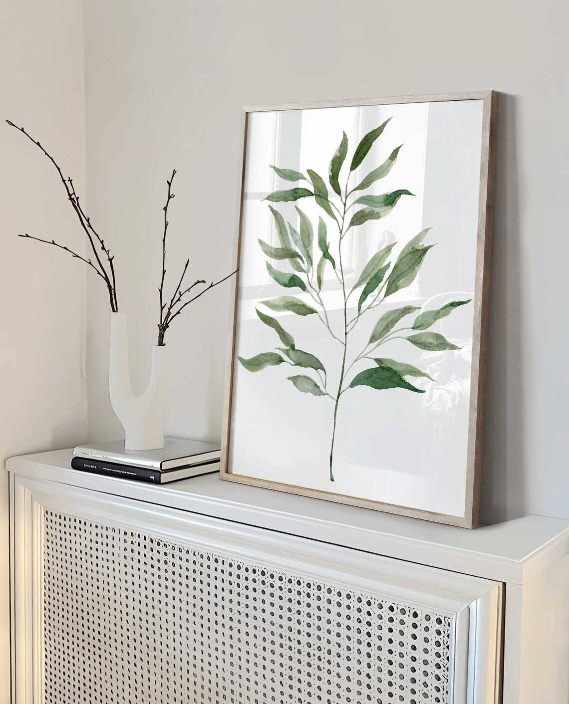 Eucalyptus leaves wall art, greenery art prints, set of 2 leaves poster, living room minimalist, Watercolour leaf decor, bathroom prints Secondary image