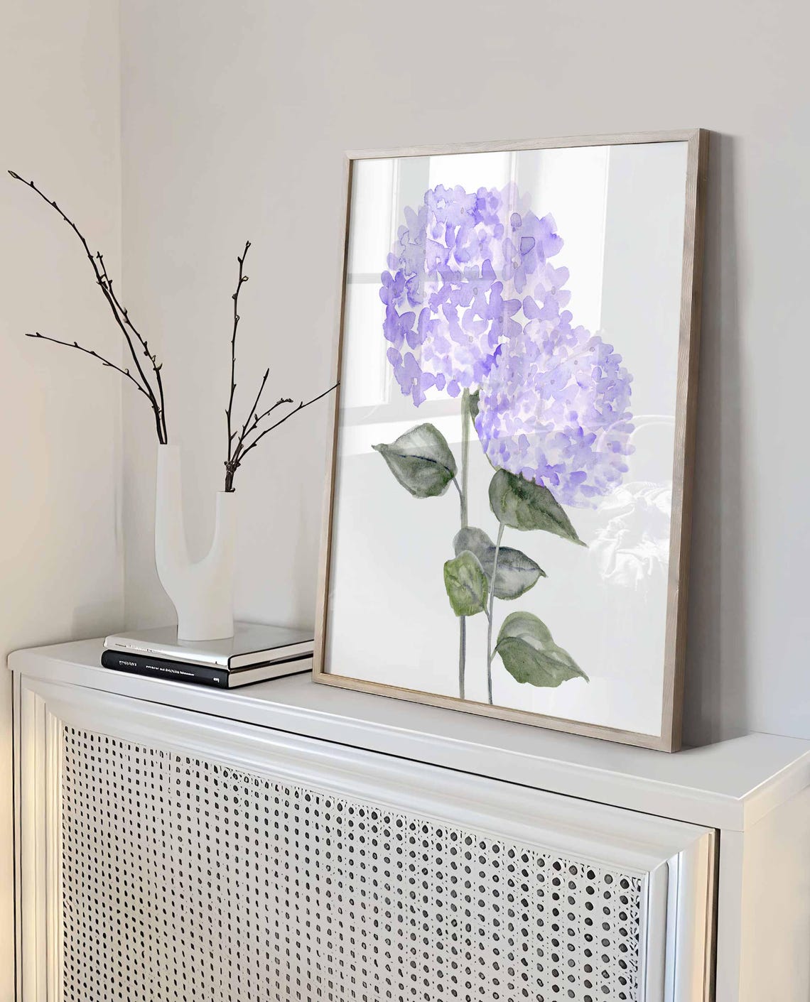 Purple Hydrangea Print Set, Purple Botanical flowers set of 3, Watercolour Hydrangea painting, Hydrangea wall art, Violet Nursery décor