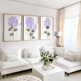 Purple Hydrangea Print Set, Purple Botanical flowers set of 3, Watercolour Hydrangea painting, Hydrangea wall art, Violet Nursery décor