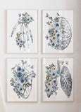 Medical office wall art, Doctor Graduation Gifts, Human Brain heart lungs hand, Floral Anatomy Poster Set, Anatomical flowers Print