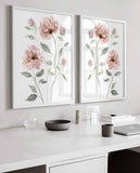 Blush Flower wall art, Soft Watercolour Floral Prints, Set of 2 peonies, Living room flowers, Bedroom wall decor, Beige Girl Nursery