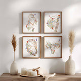 Pregnancy wall art, Floral Midwife Print, Gynaecology Poster, Set of 4, Doula Gift, Obgyn Anatomy, Obstetrician Doctor Office Decor