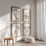 Obgyn wall art, Midwife artwork, Gynaecology Poster, Flower Gold Print, Doula Gift, Pregnancy Anatomy, Doctor Office wall Decor