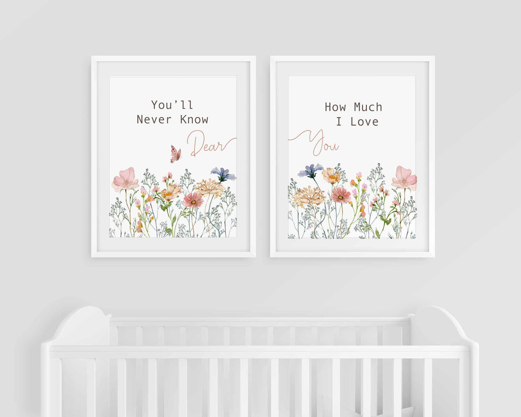 Boho Nursery Wall Art, Wildflower Nursery Decor, Girl Nursery Decor, Botanical Print, Wild Floral Art, Baby Shower Gift, Meadow Room Decor
