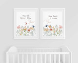 Boho Nursery Wall Art, Wildflower Nursery Decor, Girl Nursery Decor, Botanical Print, Wild Floral Art, Baby Shower Gift, Meadow Room Decor