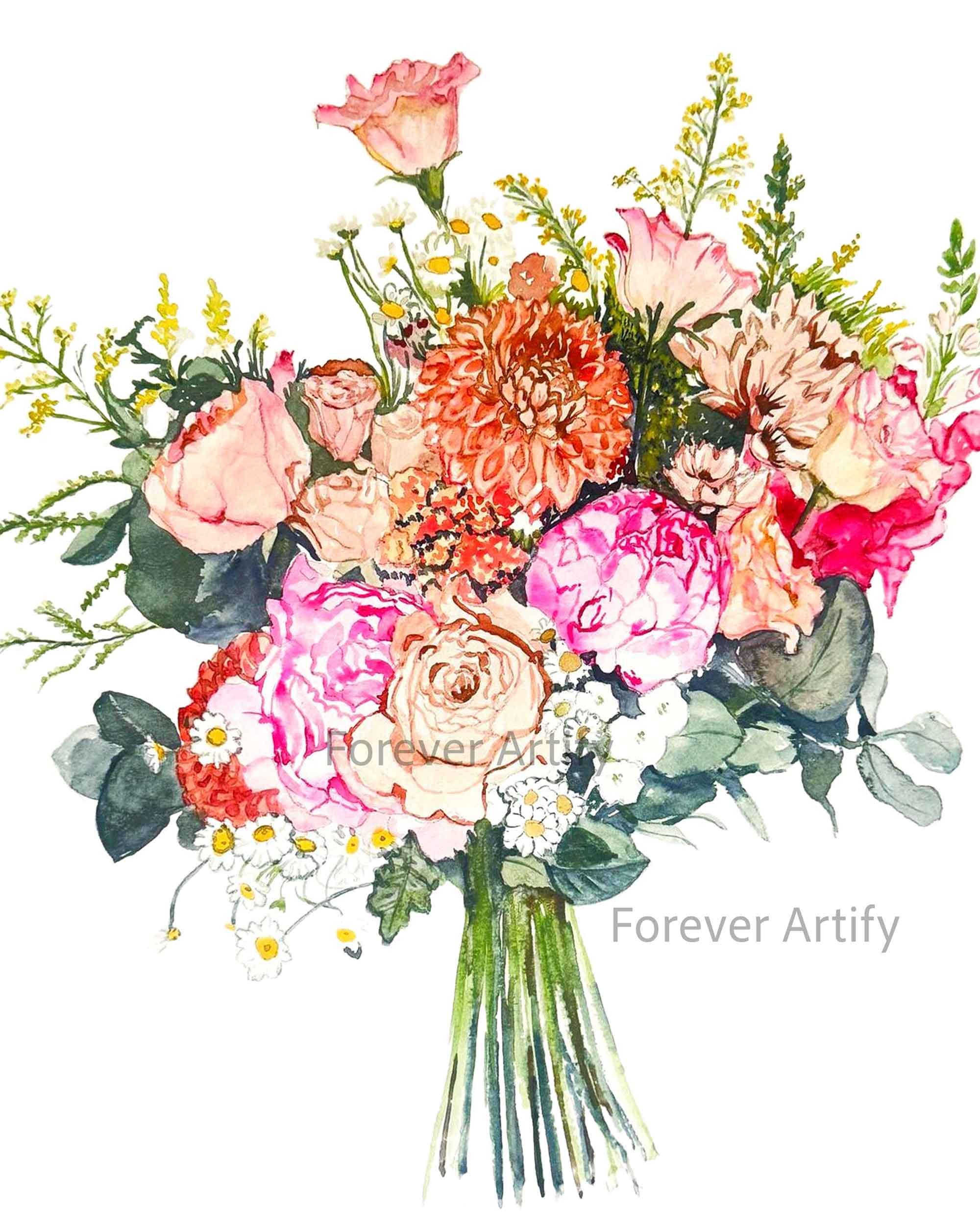 Custom Wedding Bouquet Painting Secondary image