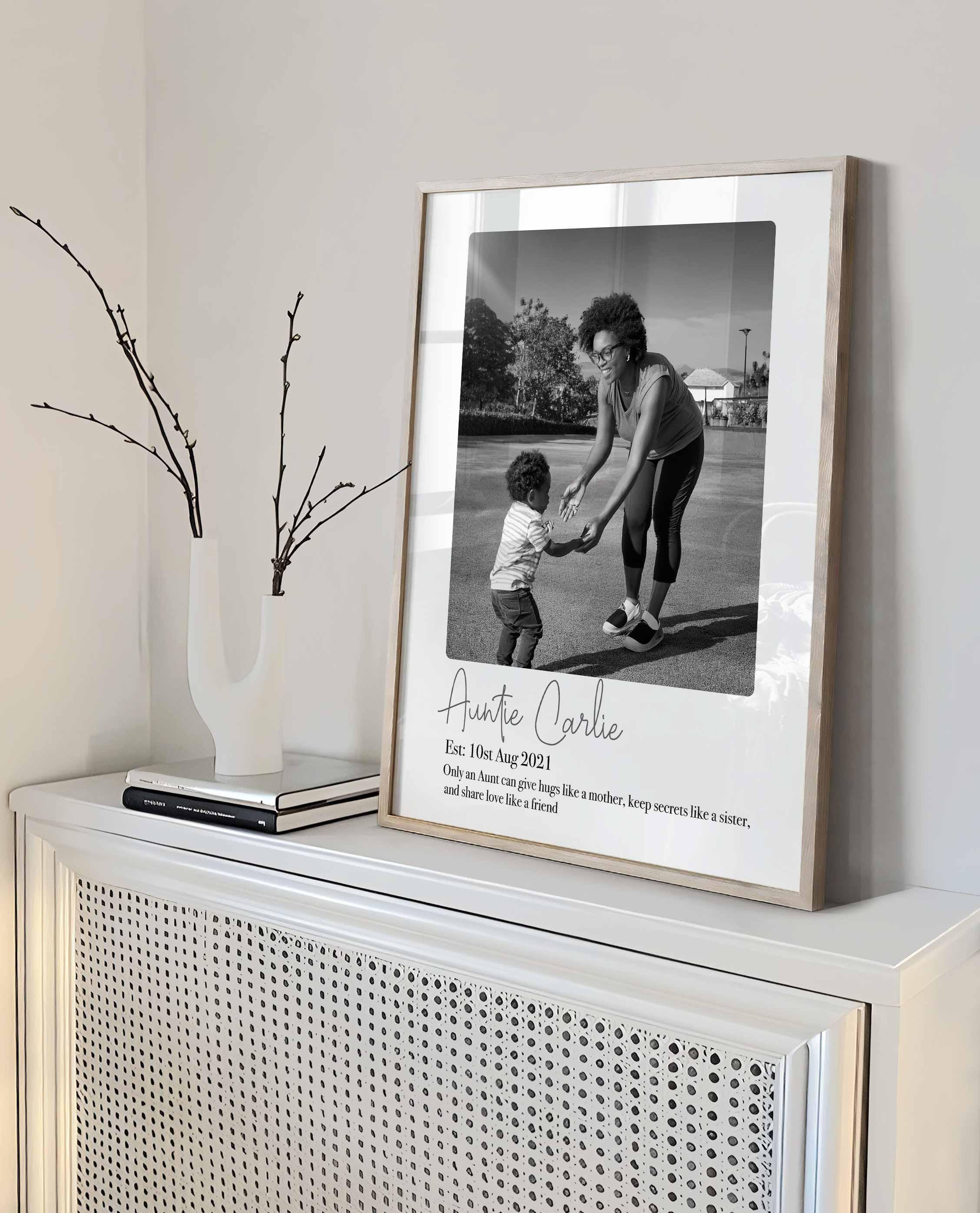 Cadeau personnalisé pour tante - Photo imprimée de la part de sa nièce ou de son neveu Image secondaire du produit