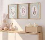 Beatrix Potter Nursery Print Set, Rabbit and Goose, Floral Baby Girl Decor, Grand millennial