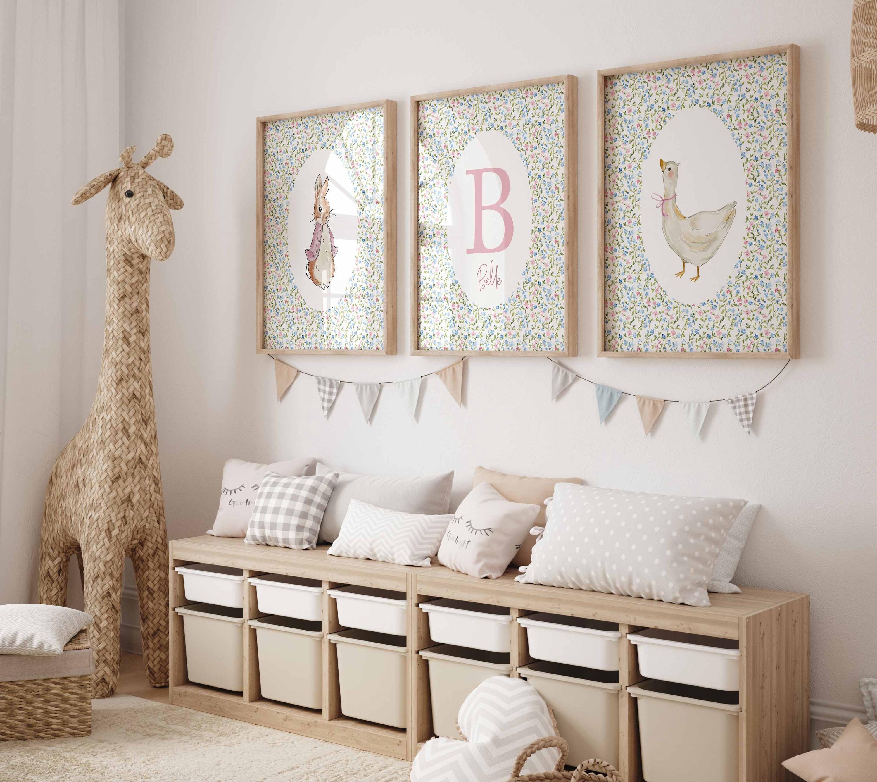 Rabbit Nursery, Beatrix Potter Print, Silly Little goose, Vintage Grand Millennial Baby Girl Room Decor Main image