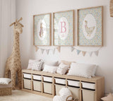 Beatrix Potter Nursery Print Set, Rabbit and Goose, Floral Baby Girl Decor, Grand millennial