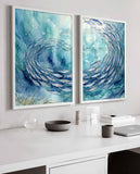 Sardines painting Wall art, Beach House Decor, Mediterranean prints, Fish Art Print, Dinning Room Art, Blue Bathroom, Seafood Poster