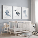 Ocean Theme Nursery Name Art Print, Watercolor Dolphin Jellyfish Boy Room Decor (Physical Print)