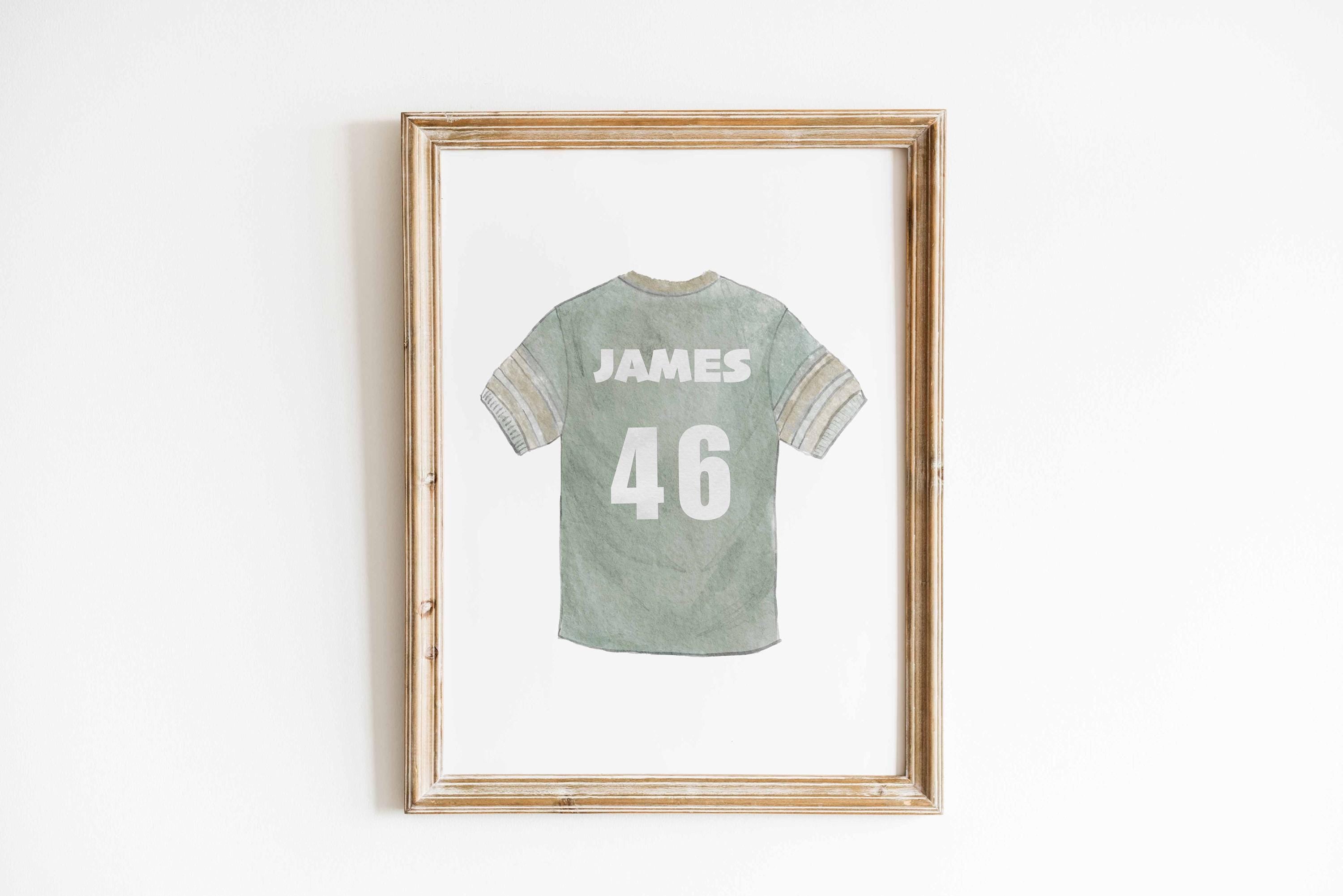 Boy Room Decor, Soccer Jersey, Custom Name Number Print, Blue Vintage Sports Wall Art, Personalized Boy Bedroom Gift Digital Download Image secondaire du produit