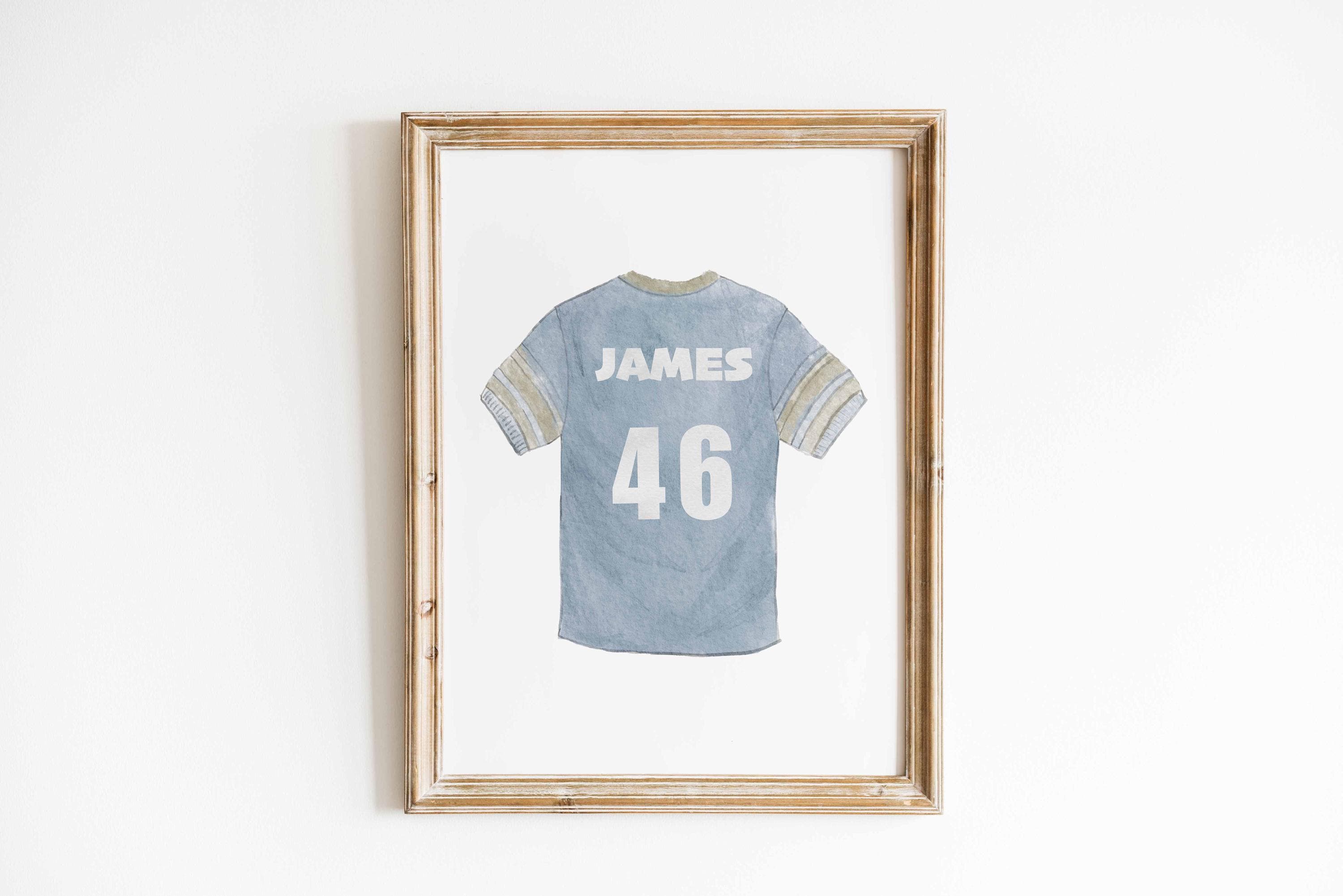 Personalized Soccer Nursery, Custom Jersey Name Print, Tshirt Kids Playroom Art, Boy Sports Bedroom, Kids Birthday Gift, Vintage Decor Imagen secundaria del producto