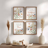 Wildflowers Nursery Set of 4 Prints, She is Like a Wildflower Wall Art, Floral Inspirational Quotes, Boho Meadow Art, Baby Girl Newborn Gift