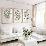 Sage Green Decor, Botanical Leaves Prints, Set of 3 Living room wall, Eucalyptus Art, Boho Decor, Minimalist Plant Print, Modern Farmhouse