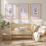 Personalized Dorm Rooms Wall Art, Pink Girl Nursery Floral Prints, Girl Name Sign, Monogram Print Set, Teen Bedroom College Hydrangea Poster