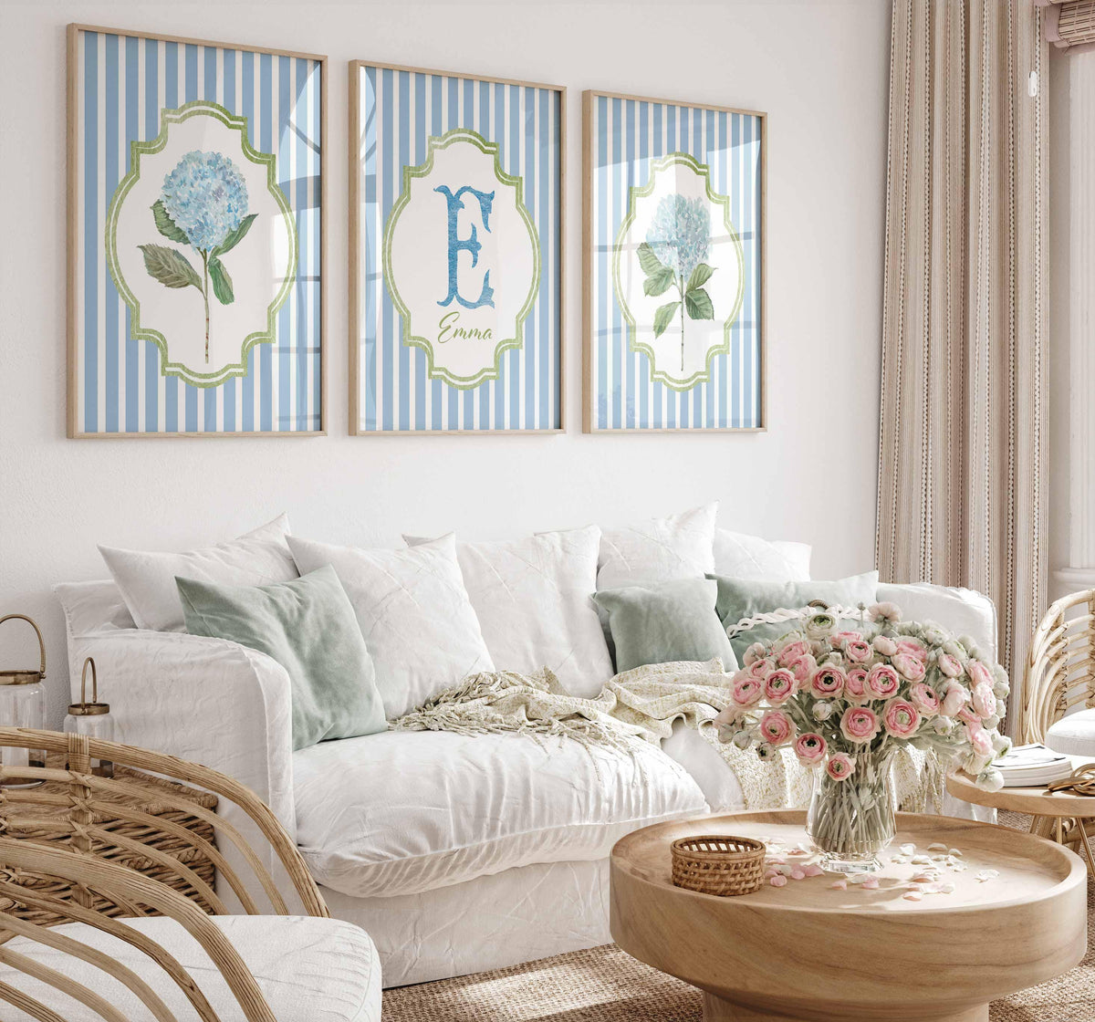 Custom Dorm Room Prints, Personalized Monogram Wall Art, College Move In, Girls Room Decor, Daughter Gift, Nursery Artwork, grandmillennial Main image