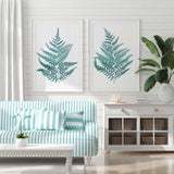 Turquoise Blue Fern Leaf Set of 2 Prints
