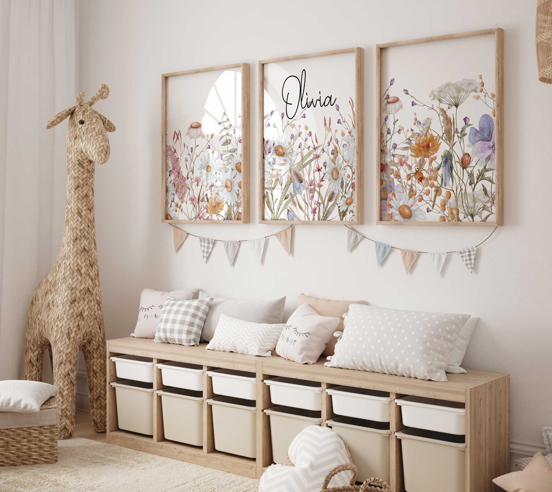 Wildflowers Girl Nursery Name Print Main image