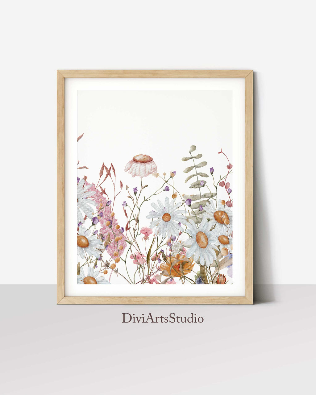 Wildflowers Girl Nursery, Boho Name Girl Floral Wall Art Print