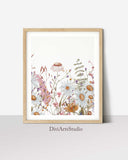 Vivero de Niña de Flores Silvestres, Impresión Artística Floral Boho para Pared de Niña con Nombre