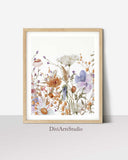 Vivero de Niña de Flores Silvestres, Impresión Artística Floral Boho para Pared de Niña con Nombre