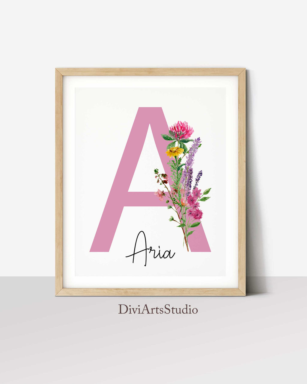 Set of 3 Wildflowers Nursery Prints, Honeybee Nursery Flowers, Personalized Name print
