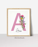 Lot de 3 affiches de fleurs sauvages pour chambre d'enfant, fleurs d'abeilles, affiche personnalisée avec prénom