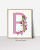 Lot de 3 affiches de fleurs sauvages pour chambre d'enfant, fleurs d'abeilles, affiche personnalisée avec prénom