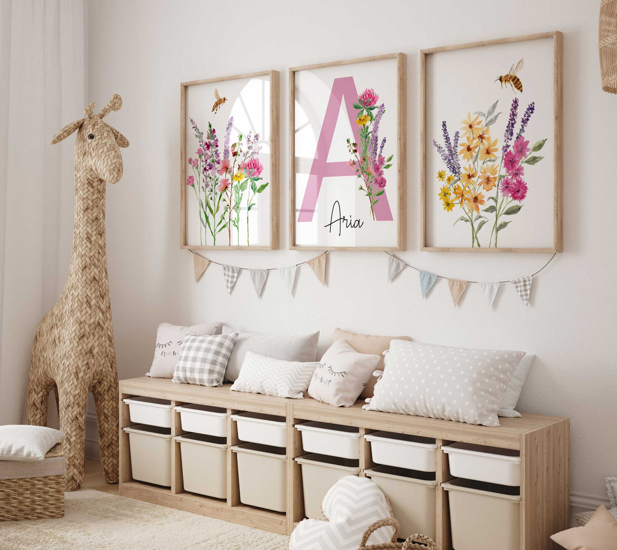 Wildflowers Nursery print with name