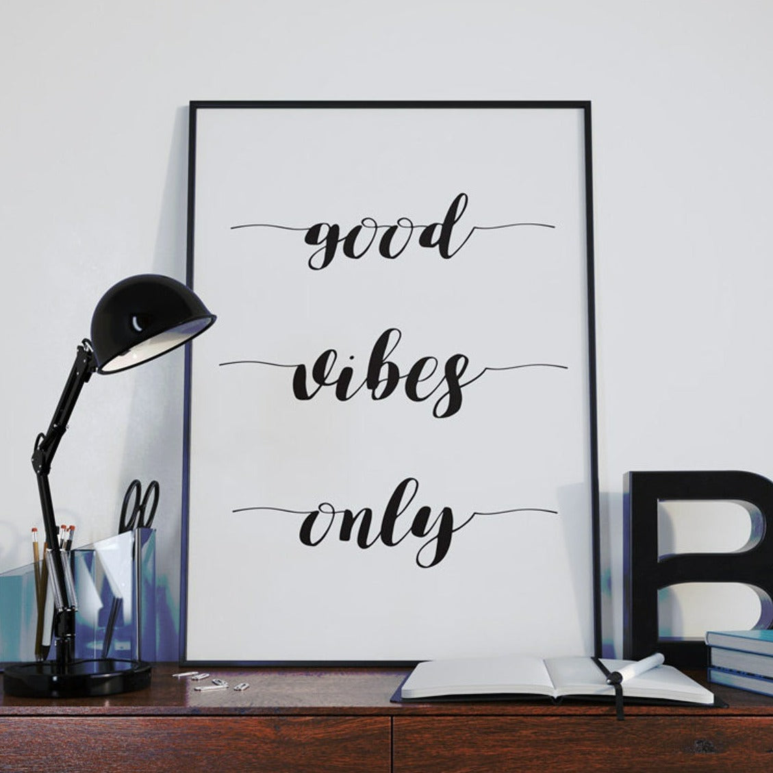 "Good Vibes Only" Positive Quote Wall Art, Motivational Poster Main image