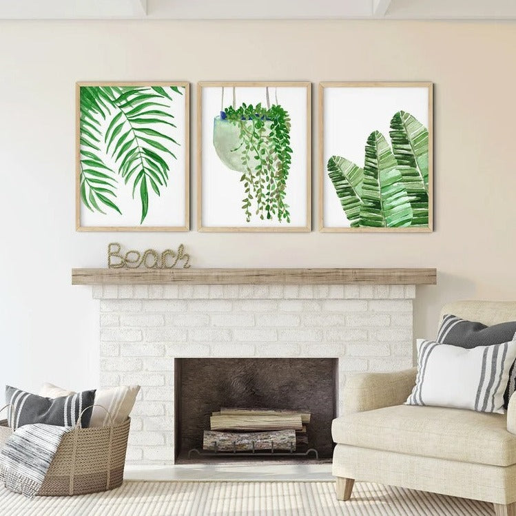 3 piece wall art, Botanical Prints Wall Art, Banana Leaf Print, Living Room Decor, Plant poster print, Bathroom wall decor, Office wall art
