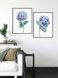 Blue Flowers Wall Art, Set of 2 Hydrangea Wall Paintings