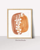 Abstract Mid-Modern Century Art Print, Brown Abstract Botanical Print