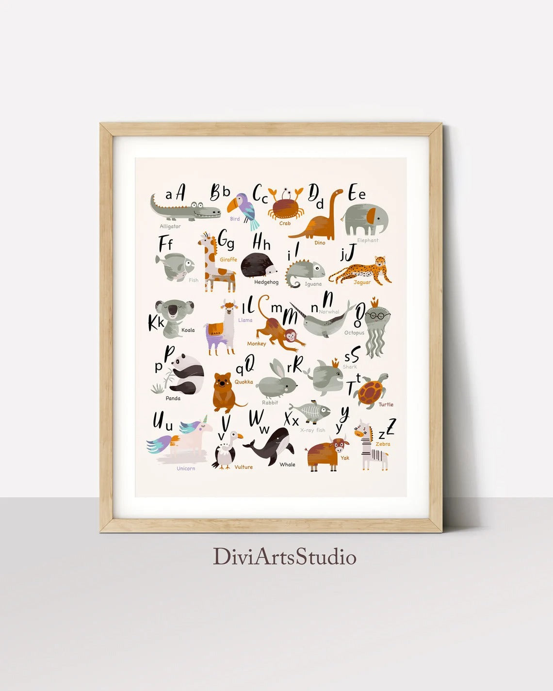 ABC print, Nursery Alphabet Printable, Animal Nursery, Playroom Wall Art Main image