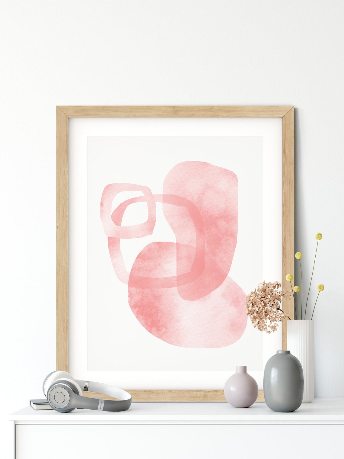 Arte de Pared Geométrico Abstracto, Arte de Pared Contemporáneo Minimalista Rosa Imagen secundaria del producto