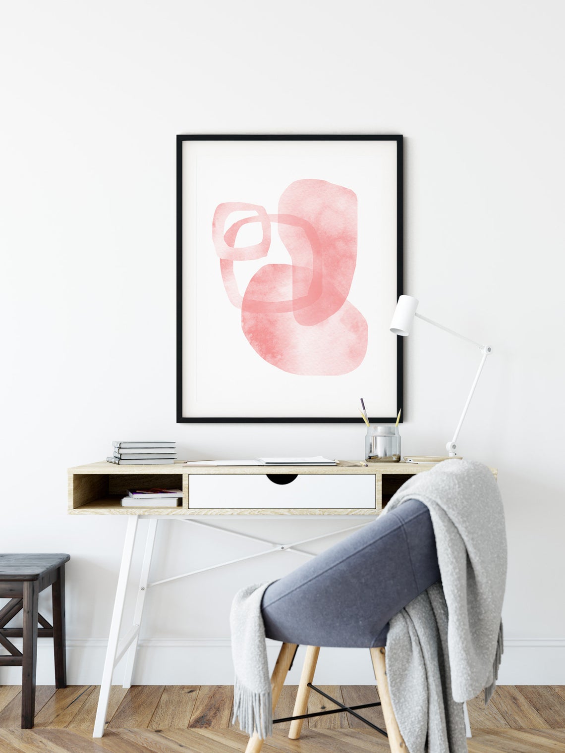 Abstract Geometric Wall Art, Minimal Pink Contemporary Wall Art Main image
