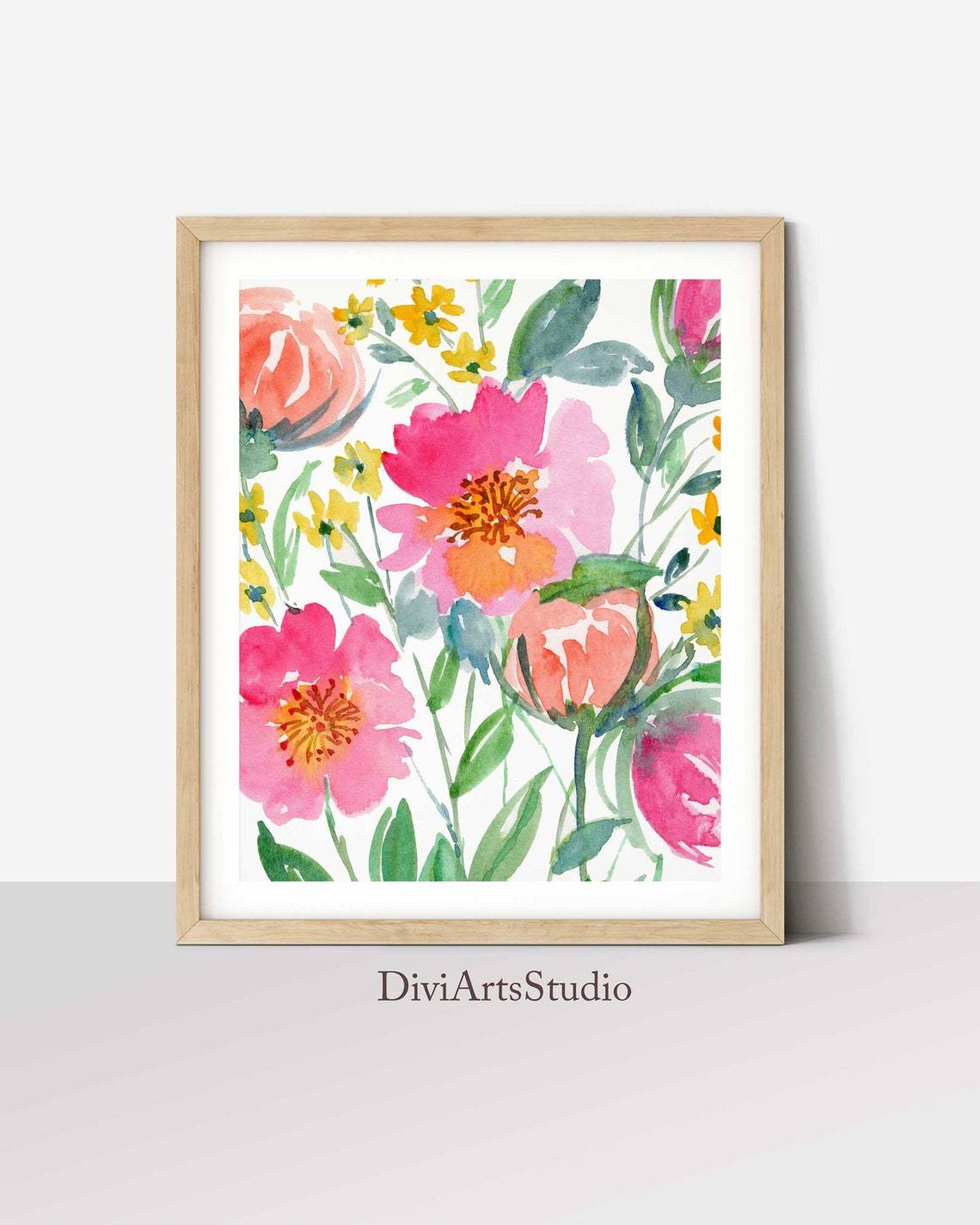 Colorful Abstract Floral Print, Multicolored Flower Wall Art Main image