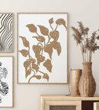 Beige Leaf Wall Art, Set of 2 Abstract Leaf Prints