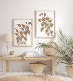 Beige Leaf Wall Art, Set of 2 Abstract Leaf Prints