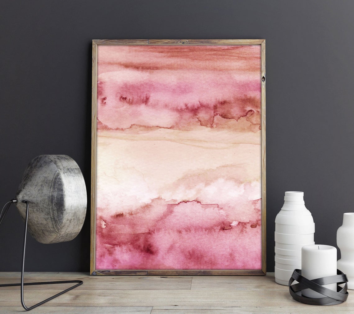 Blush Pink Painting, Abstract Pastel Pink Wall Décor