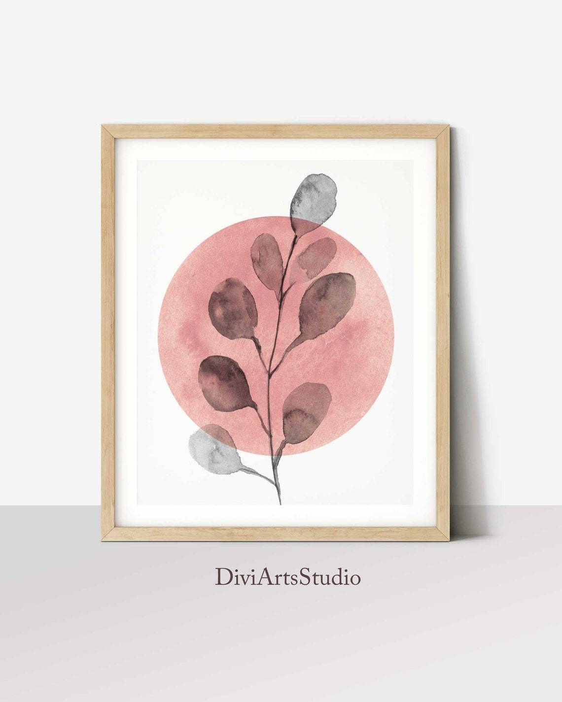 Blush Pink Wall Art Print, Pink Moon Art Main image